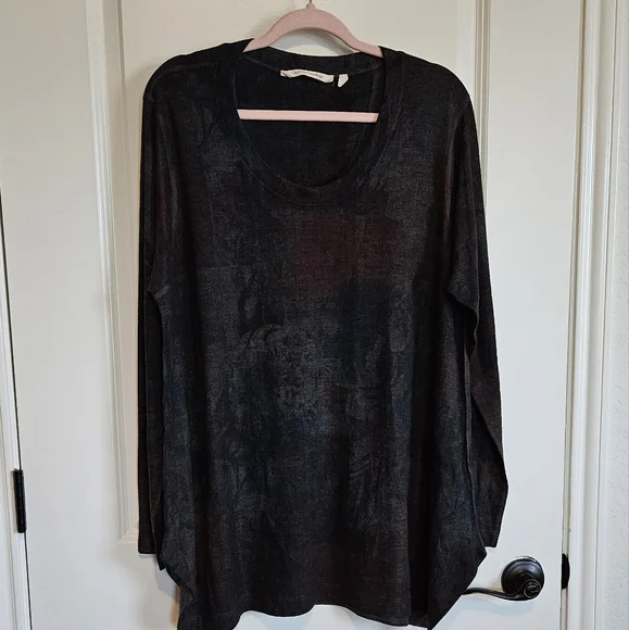 Soft Surroundings Green Brown Floral Tunic Sweater Women's Size 1X - Picture 1 of 10